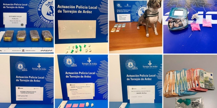 Varias intervenciones contra las drogas dejan detenidos y dos kilos de hachís incautados en Torrejón
