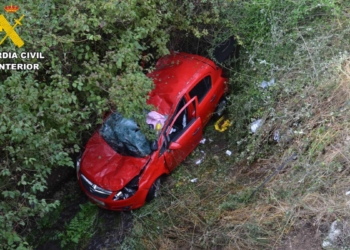 Rescatadas dos jóvenes tras caer con su coche desde un puente al río Badiel, en Guadalajara