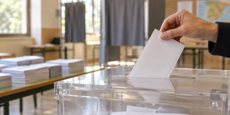 Las elecciones generales del 29N cierran este lunes el plazo para presentar candidaturas al Congreso y al Senado 1 Una mano introduce un sobre en una urna transparente dentro de un colegio electoral