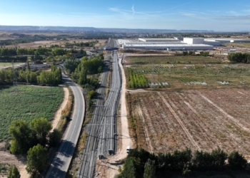 Fotografía aérea de la terminal intermodal de Guadalajara Marchamalo