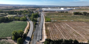 Fotografía aérea de la terminal intermodal de Guadalajara Marchamalo